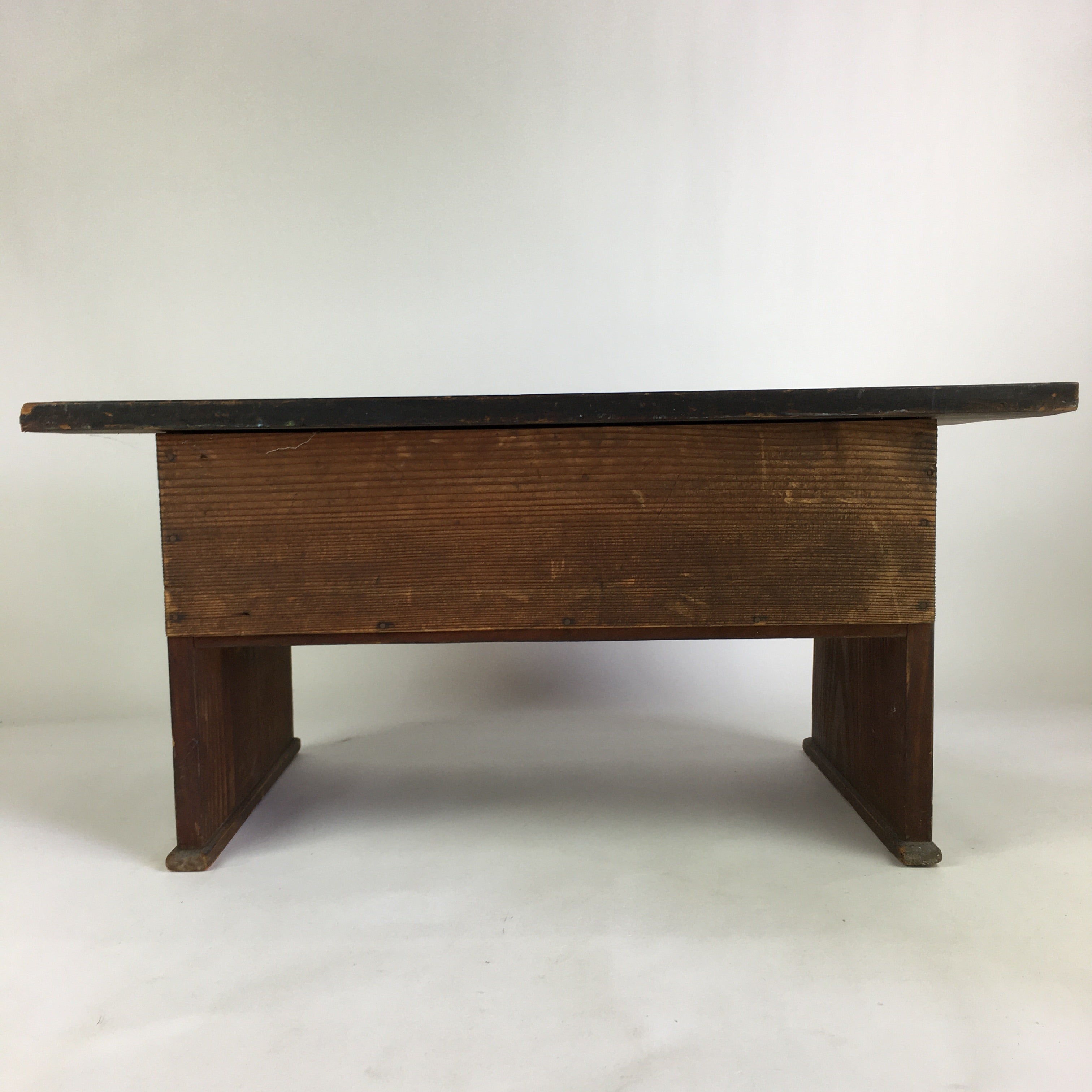 Antique C1900 Japanese Wooden Low Desk 1 Drawer Brown Iron Handle T309