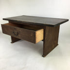 Antique C1900 Japanese Wooden Low Desk 1 Drawer Brown Iron Handle T309