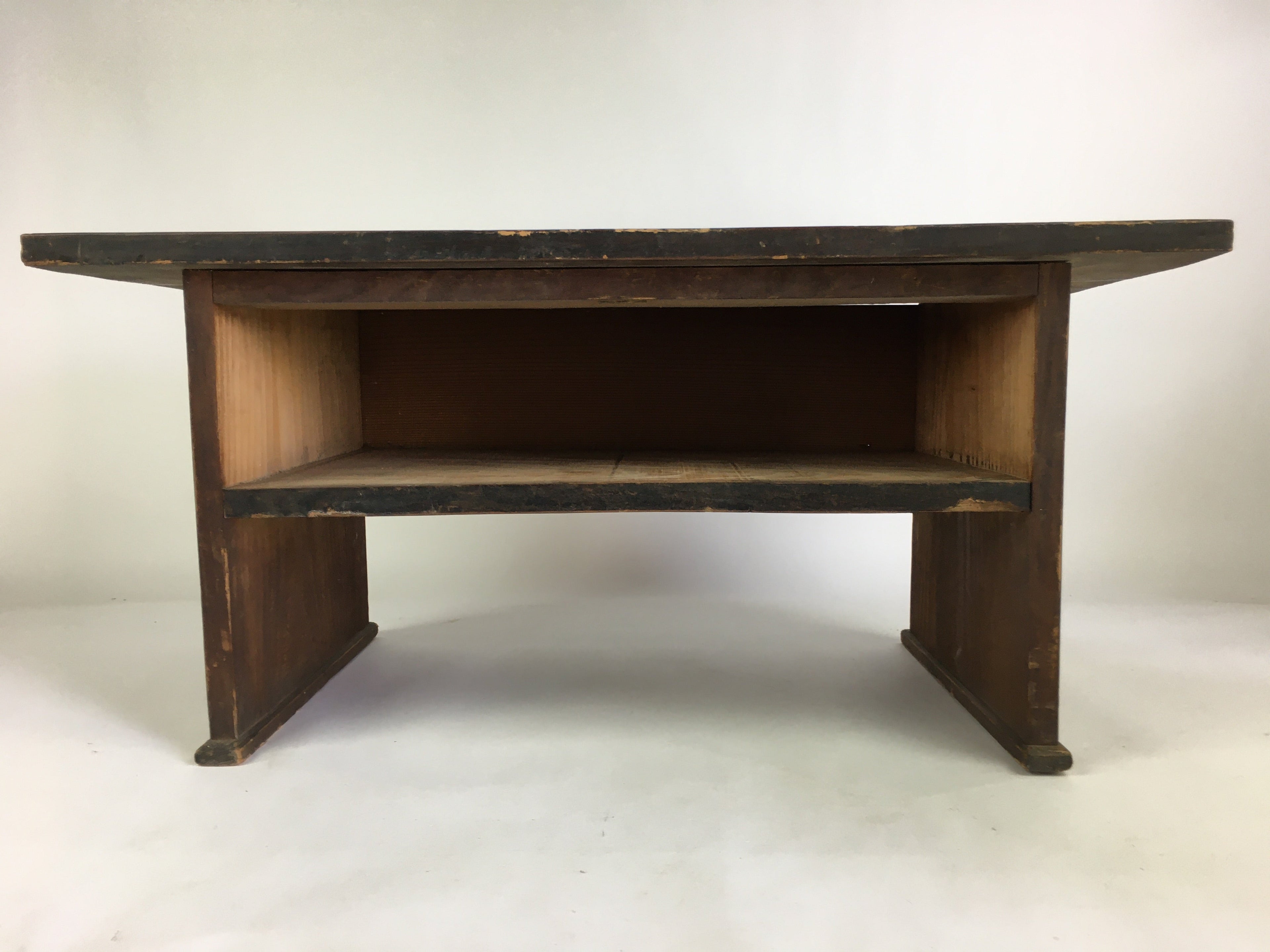 Antique C1900 Japanese Wooden Low Desk 1 Drawer Brown Iron Handle T309