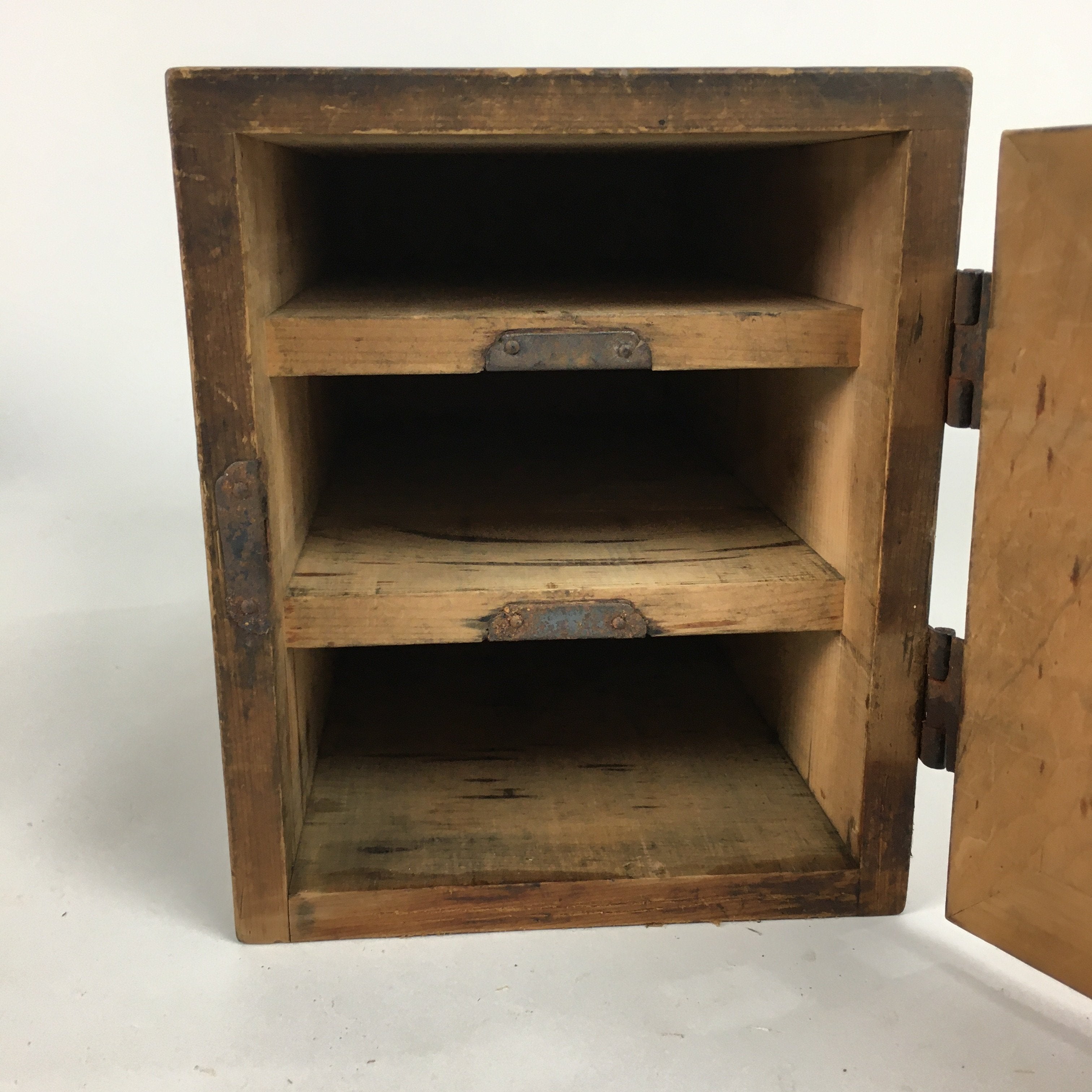 Antique C1900 Japanese Wooden Security Box Keyhole Brown Kinko T251