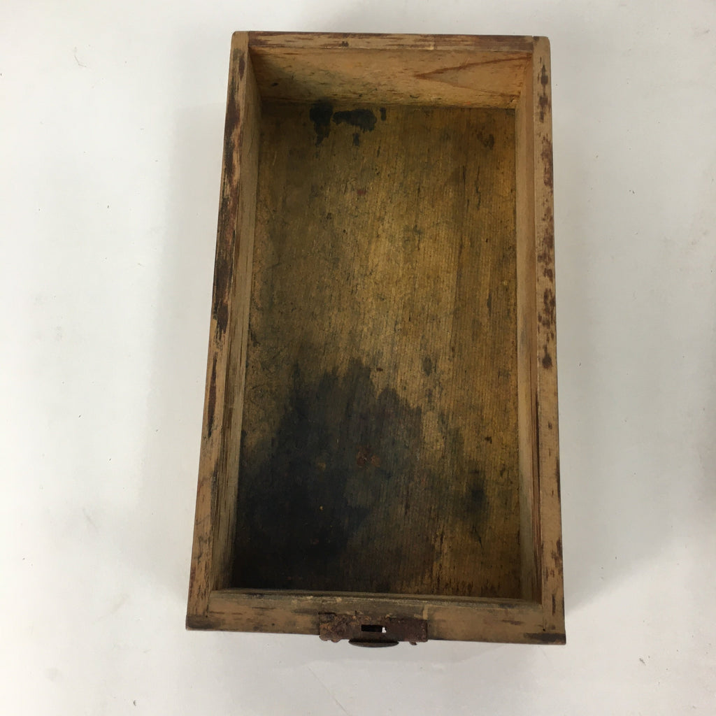 Antique C1900 Japanese Wooden Security Box Keyhole Brown Kinko T251