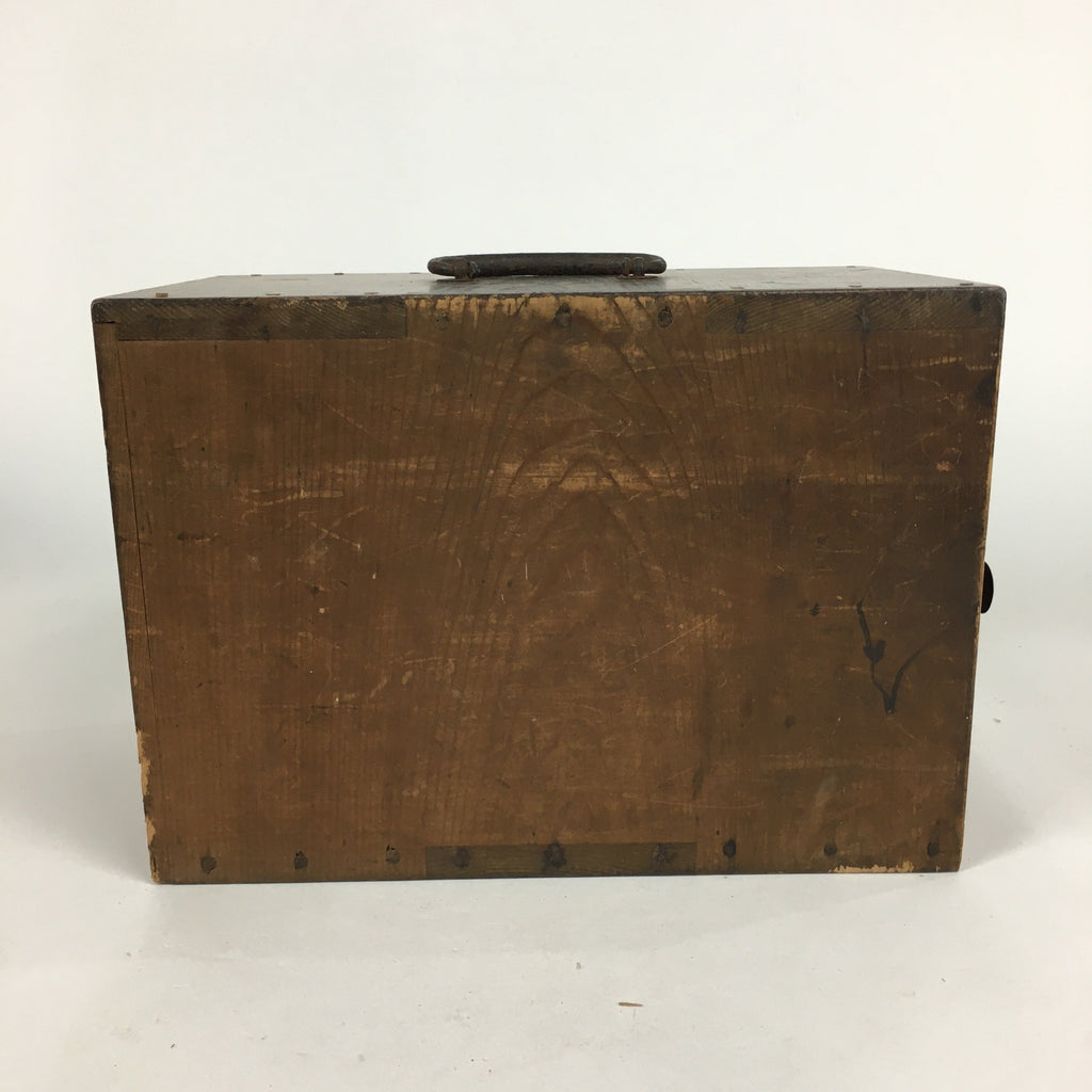 Antique C1900 Japanese Wooden Security Box Keyhole Brown Kinko T251