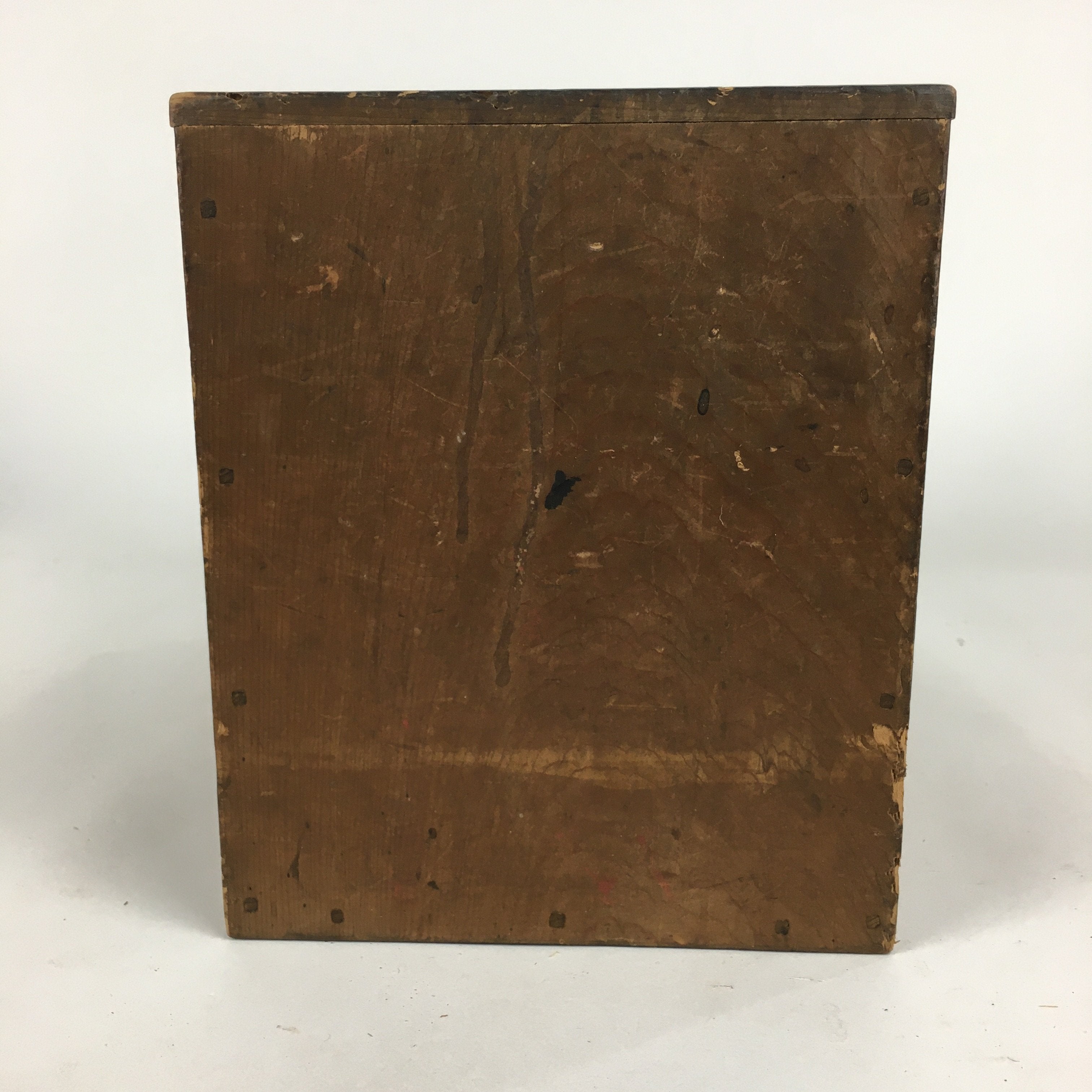 Antique C1900 Japanese Wooden Security Box Keyhole Brown Kinko T251