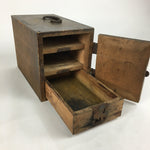 Antique C1900 Japanese Wooden Security Box Keyhole Brown Kinko T251