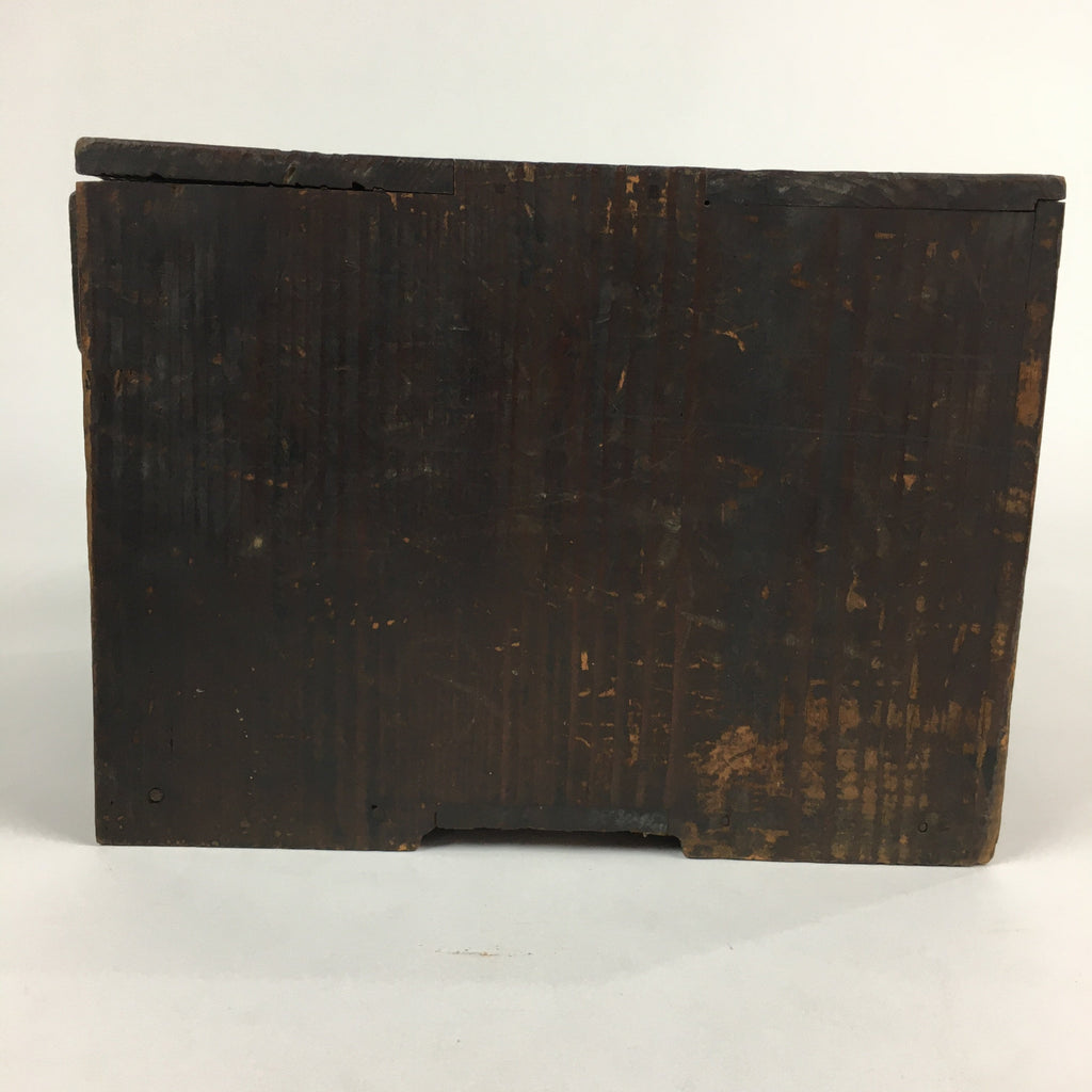 Antique C1900 Japanese Wooden Sewing Box Haribako Chest Tansu Brown T267