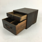 Antique C1900 Japanese Wooden Sewing Box Haribako Chest Tansu Brown T267