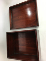 Antique C1900 Meiji Japanese Wood Lacquer Lidded Stackable Box 7 Set Box UR490