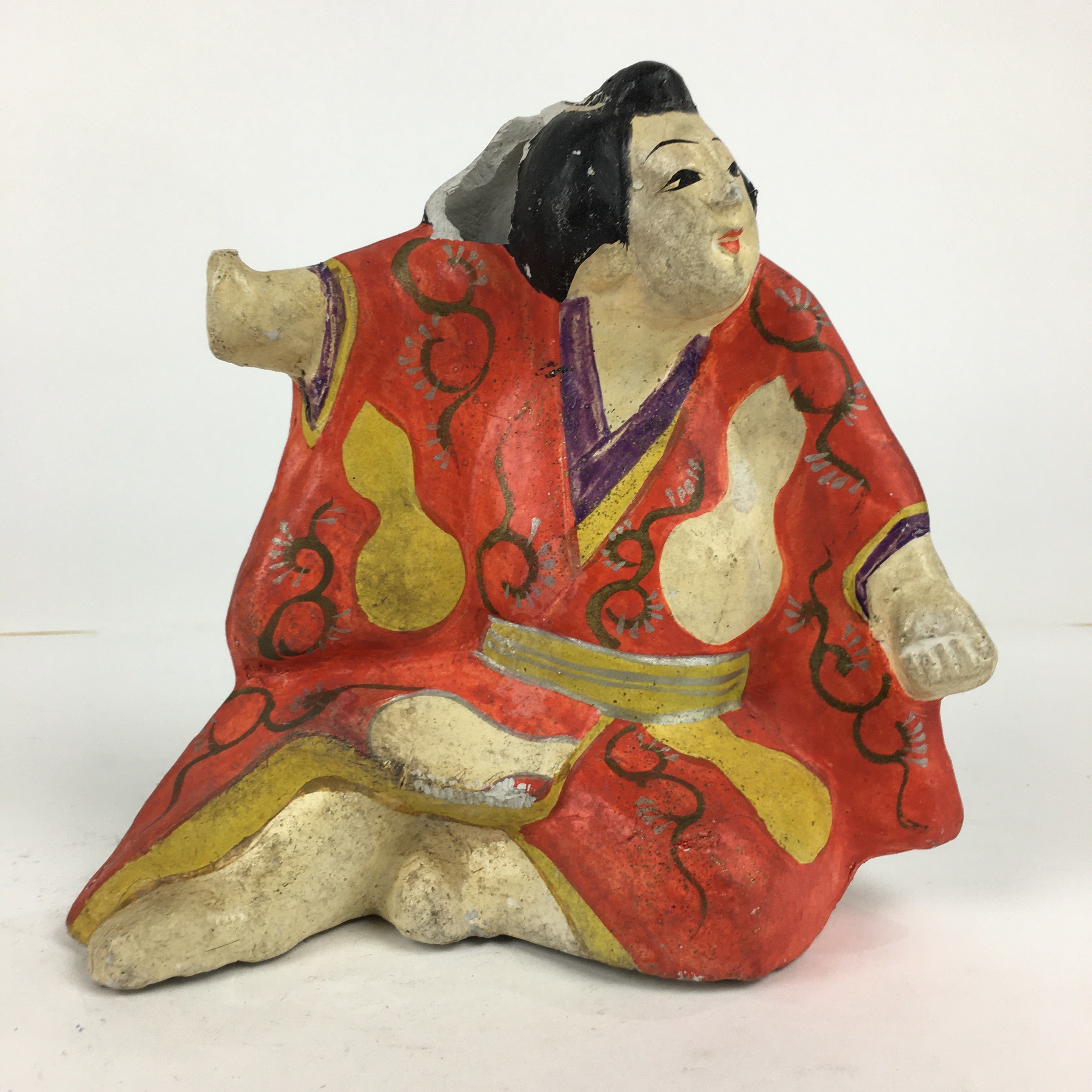 Antique C1904 Japanese Clay Doll Ningyo Traditional Handicraft Young Man BD749