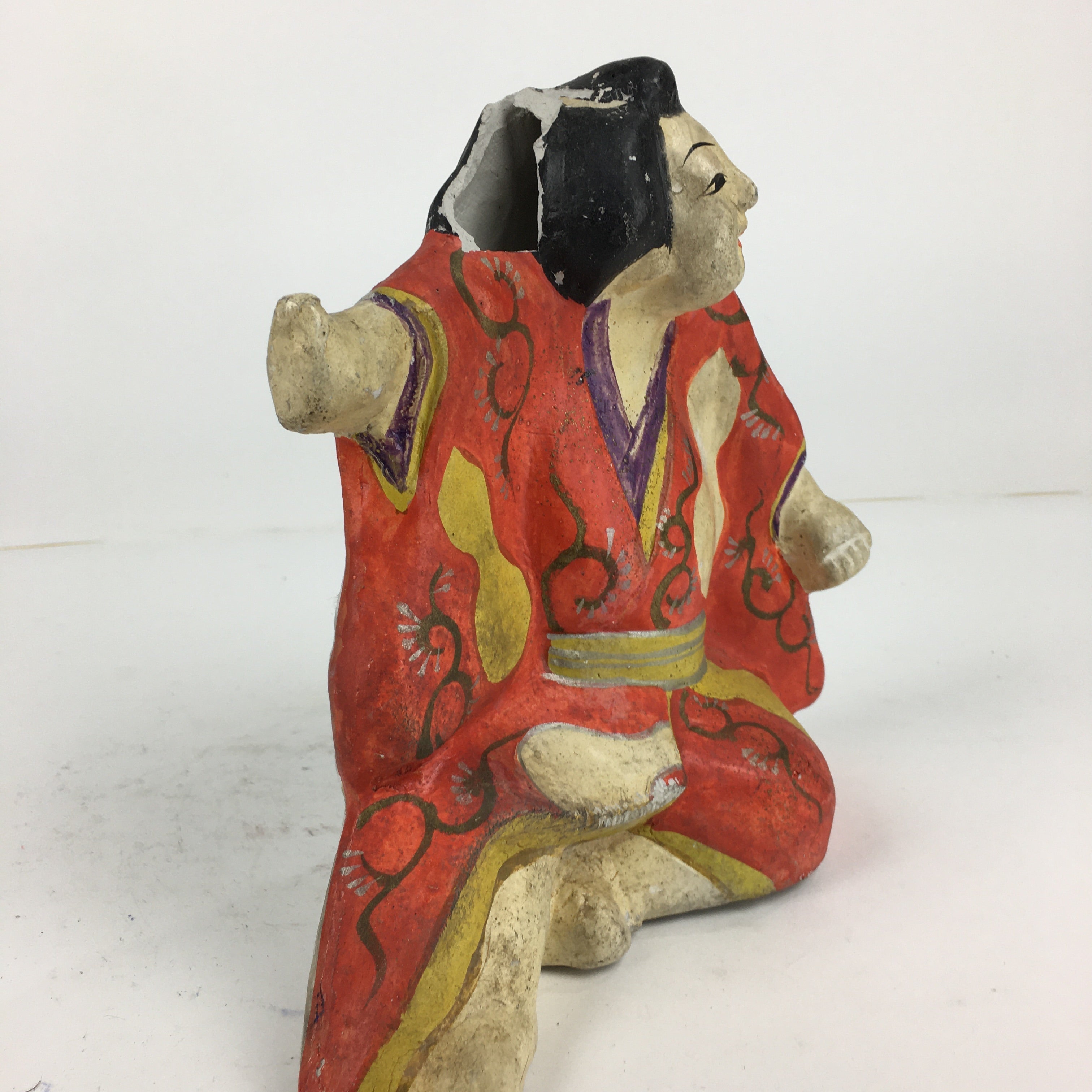 Antique C1904 Japanese Clay Doll Ningyo Traditional Handicraft Young Man BD749