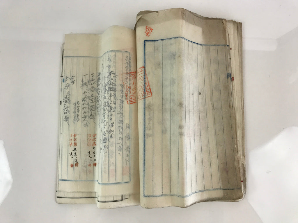 Antique C1907 Japanese Land And Building Sales Contract Paper P299