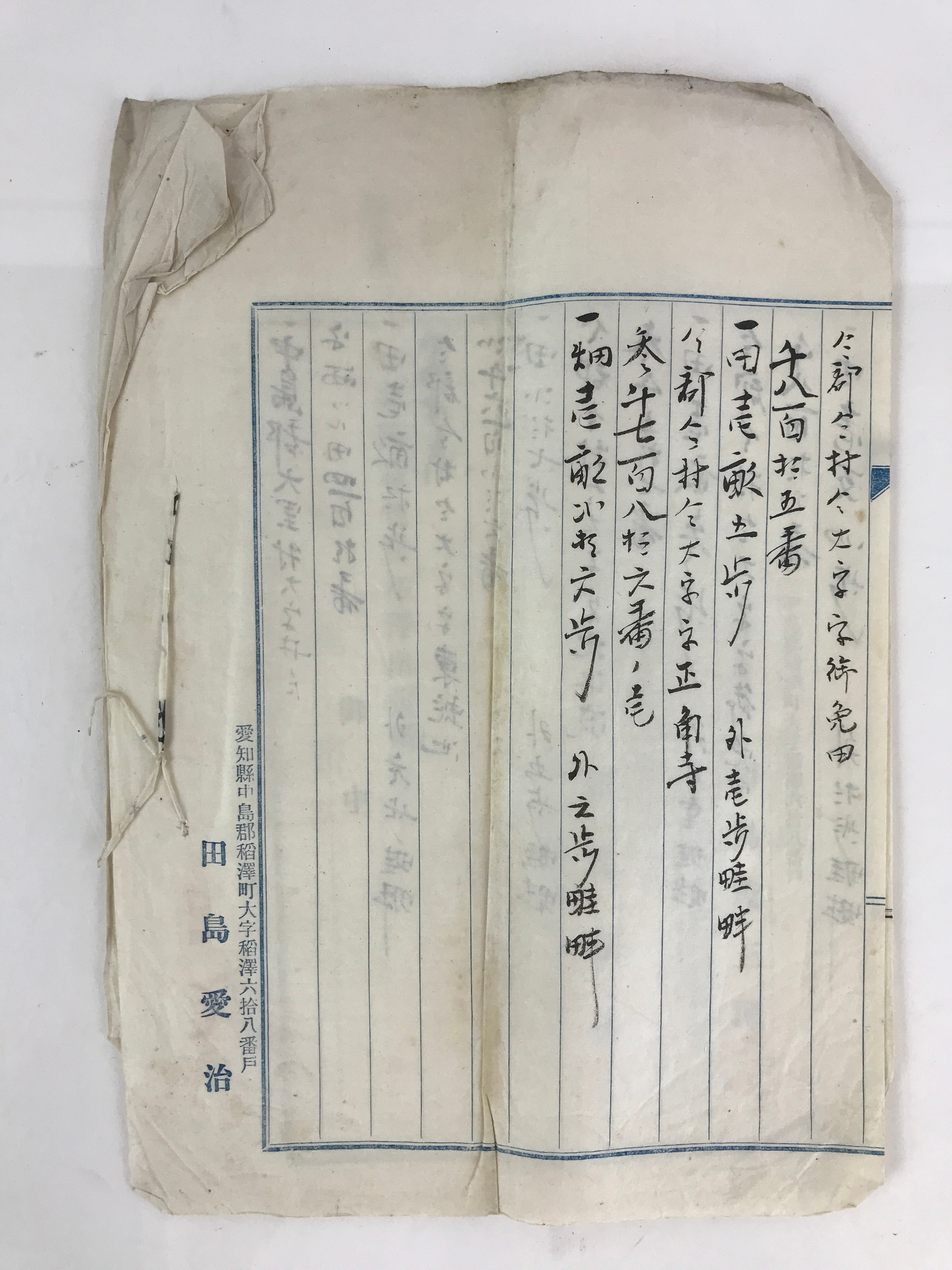 Antique C1921 Japanese Land Deed Registration Statement Paper P302