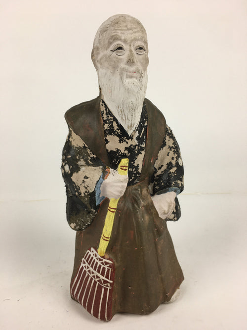 Antique C1922 Japanese Clay Doll Ningyo Traditional Handicraft Old Man BD751