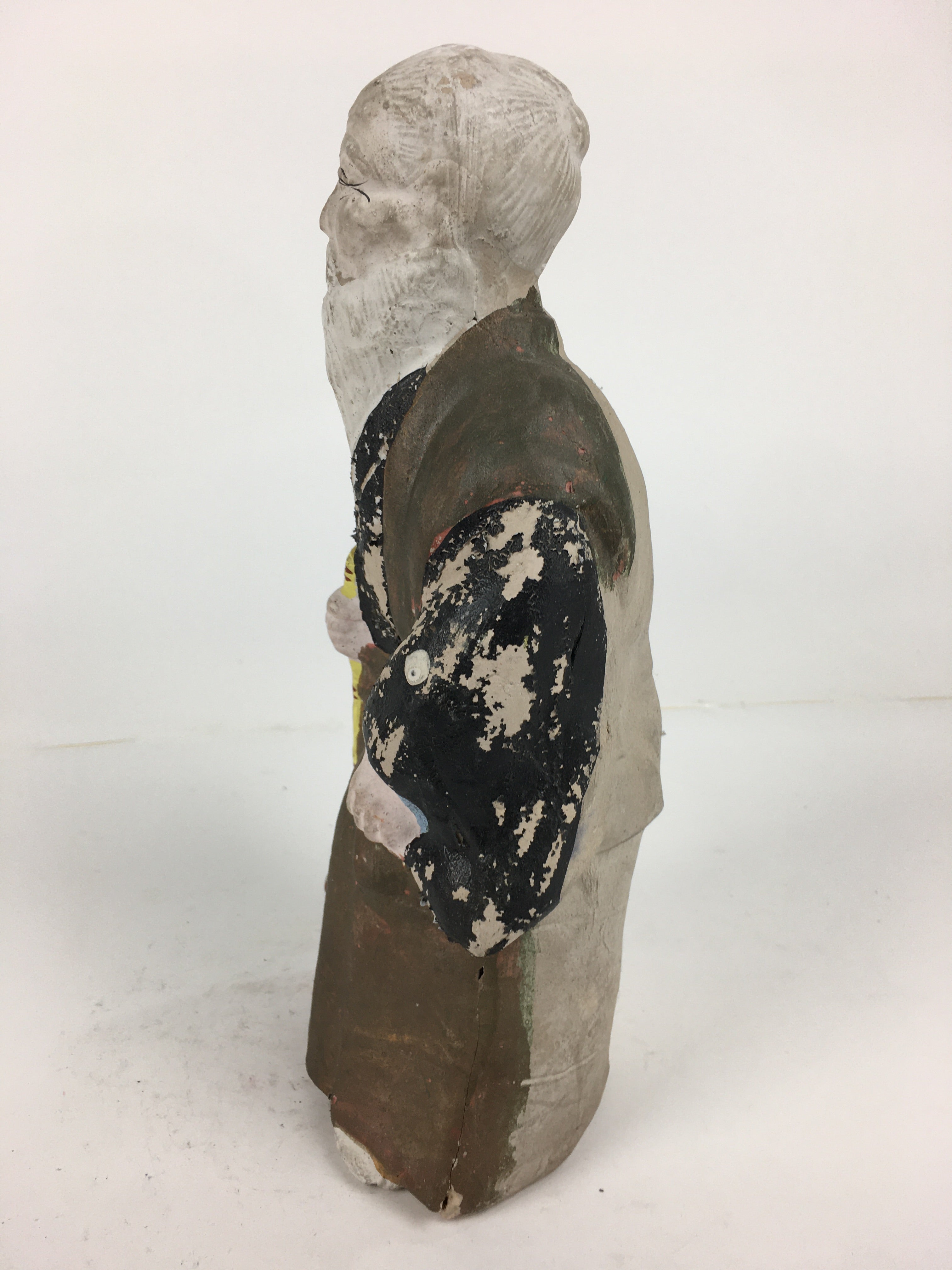 Antique C1922 Japanese Clay Doll Ningyo Traditional Handicraft Old Man BD751