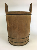 Antique C1924 Japanese Handmade Wooden Bucket Oke Vtg Large Mizuoke JK340