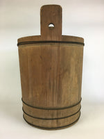 Antique C1924 Japanese Handmade Wooden Bucket Oke Vtg Large Mizuoke JK340