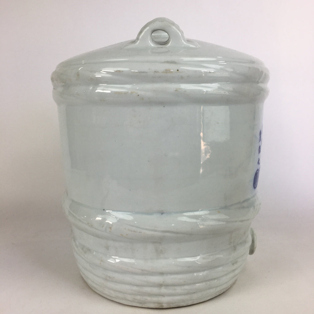 Antique C1930 Japanese Ceramic Sake Barrel Pottery Itto Sakedaru 18L White TS282
