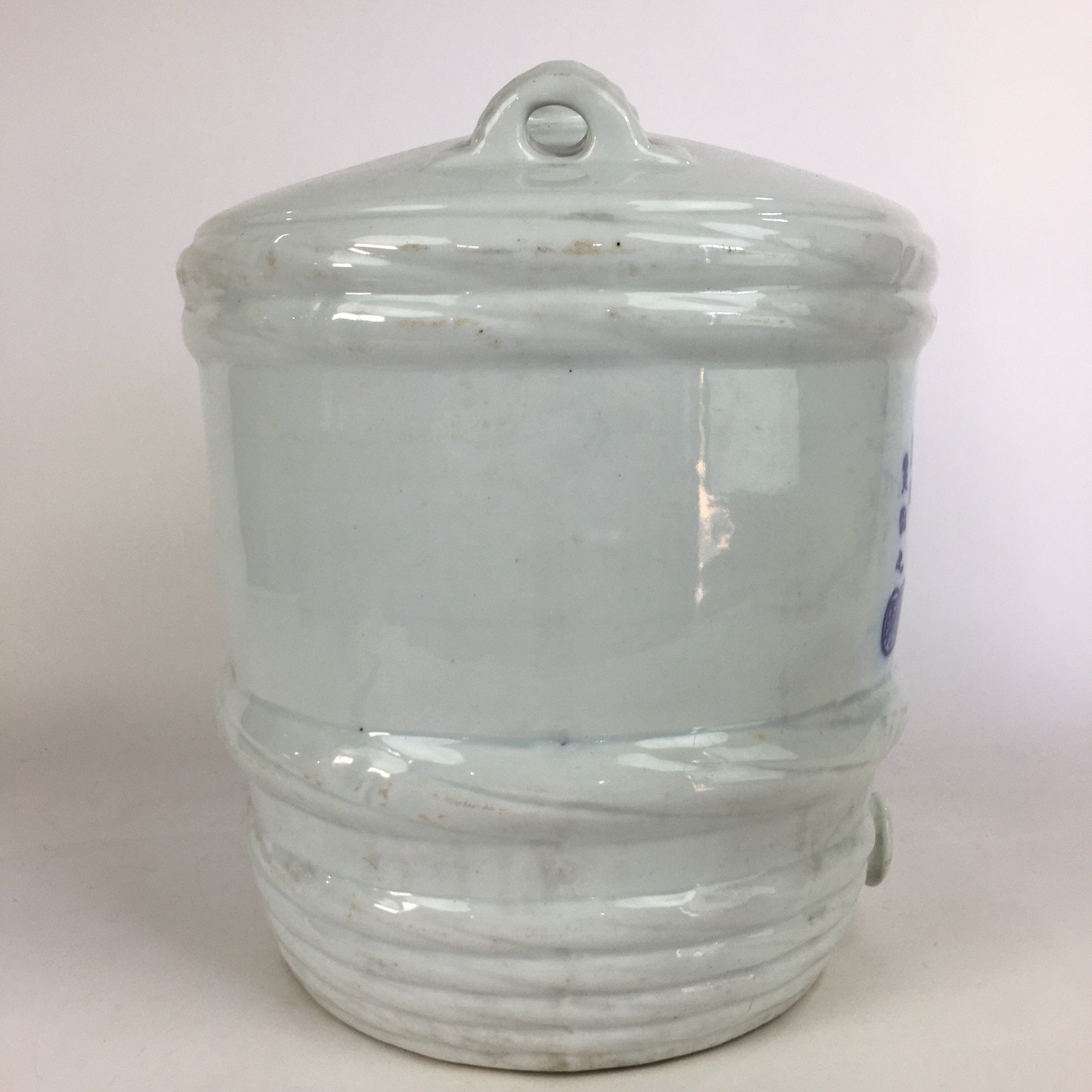 Antique C1930 Japanese Ceramic Sake Barrel Pottery Itto Sakedaru 18L White TS282