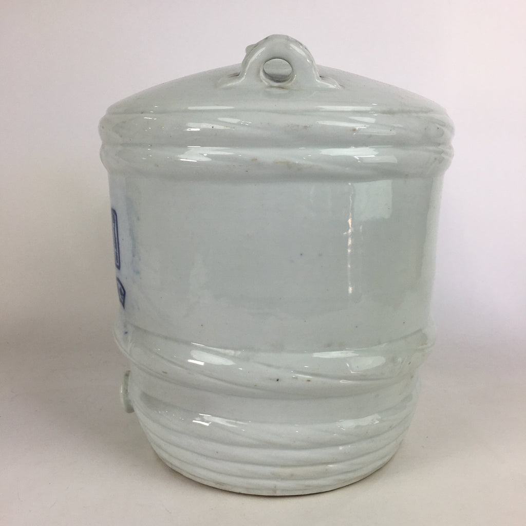 Antique C1930 Japanese Ceramic Sake Barrel Pottery Itto Sakedaru 18L White TS282