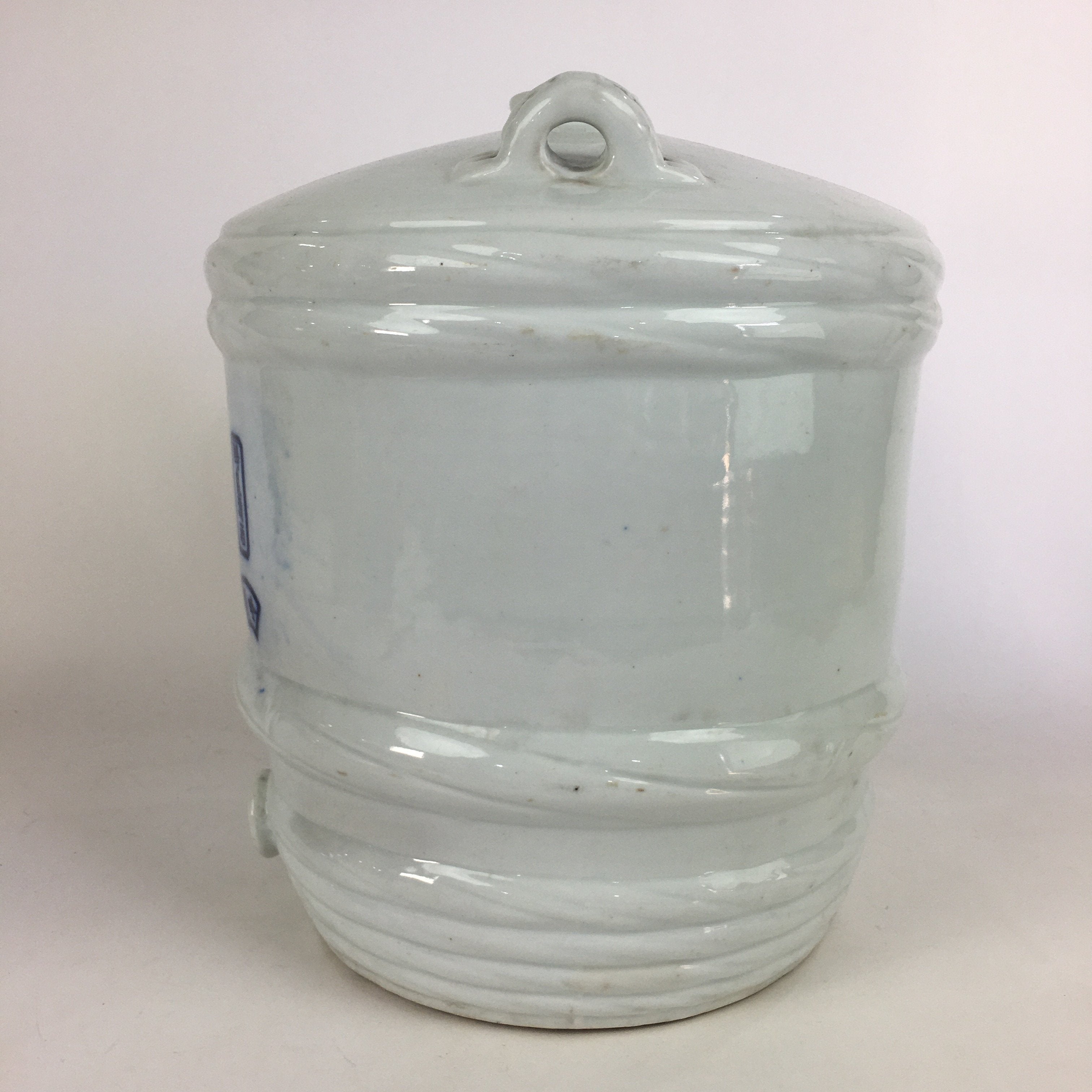 Antique C1930 Japanese Ceramic Sake Barrel Pottery Itto Sakedaru 18L White TS282