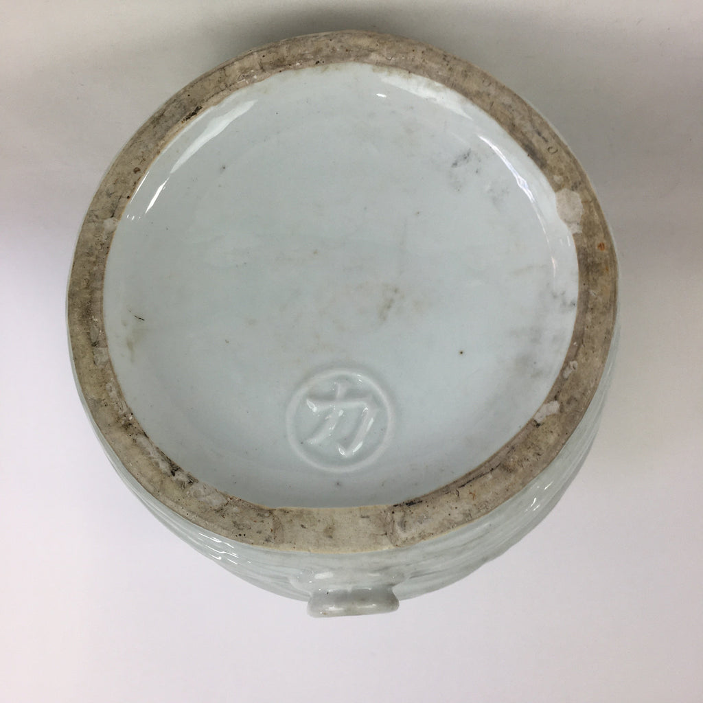 Antique C1930 Japanese Ceramic Sake Barrel Pottery Itto Sakedaru 18L White TS282