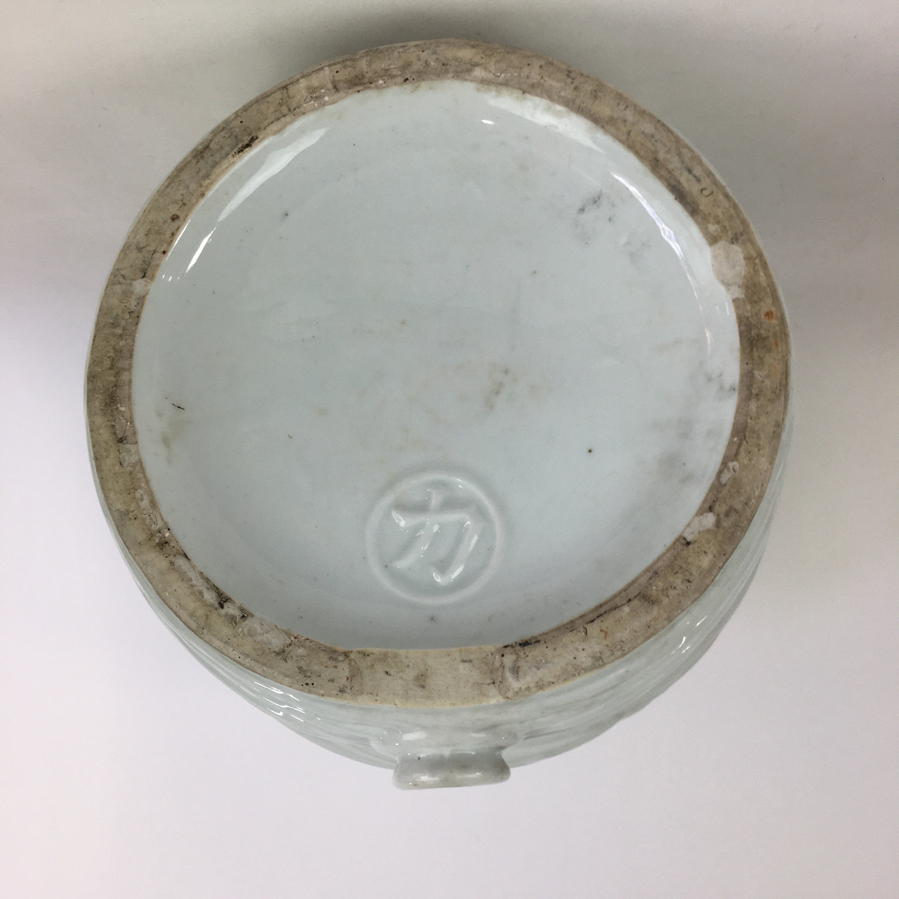 Antique C1930 Japanese Ceramic Sake Barrel Pottery Itto Sakedaru 18L White TS282