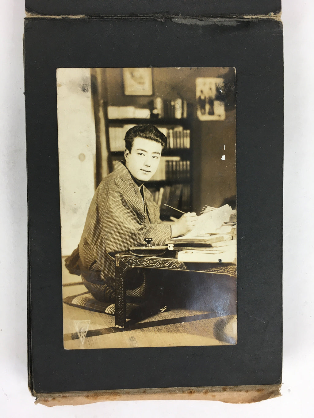 Antique C1930 Japanese Photo Album Vtg 55pc Family Kimono Girl Baby School AB110