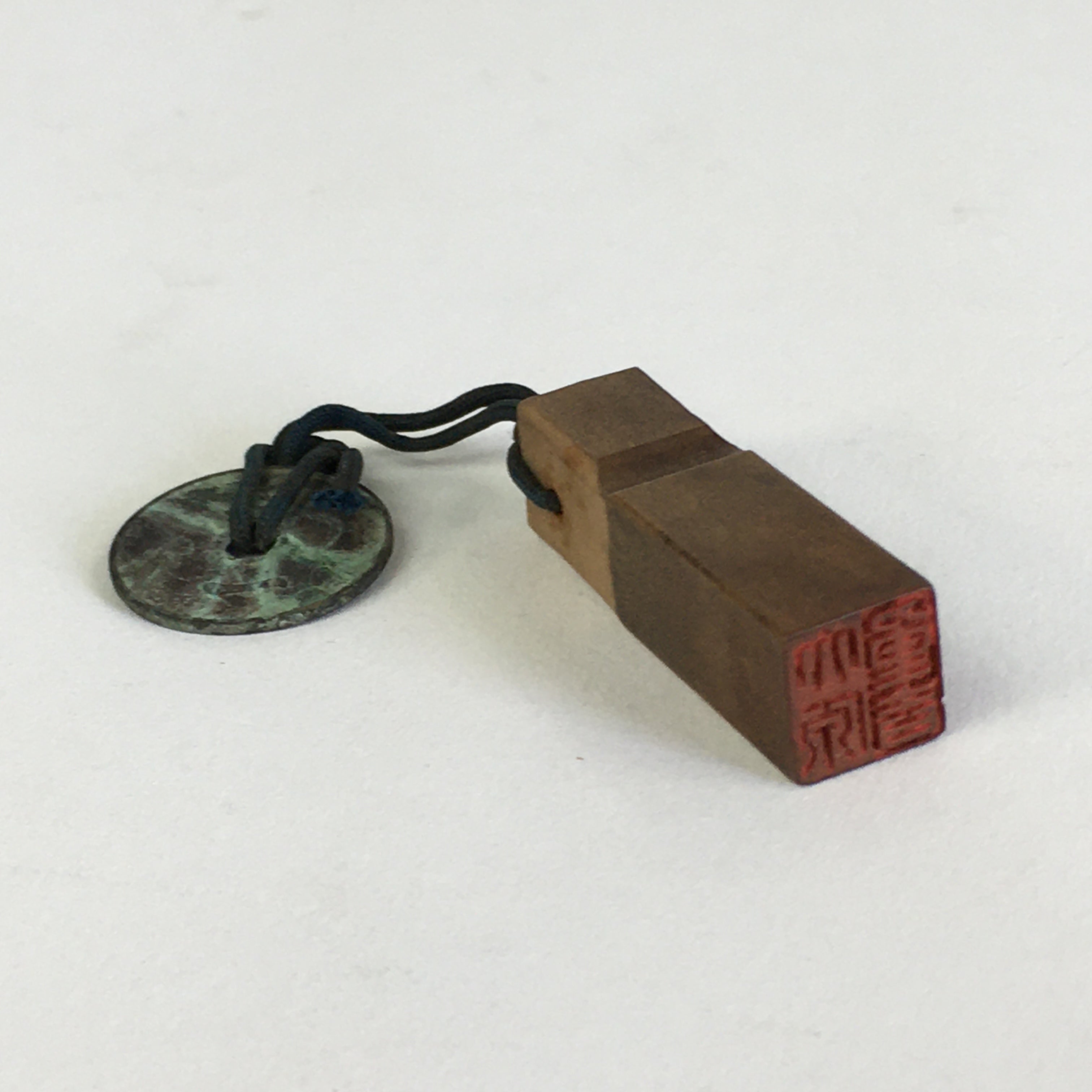 Antique Chinese Wooden Name Stamp Vtg Carved Inkan Coin Hanko HS94