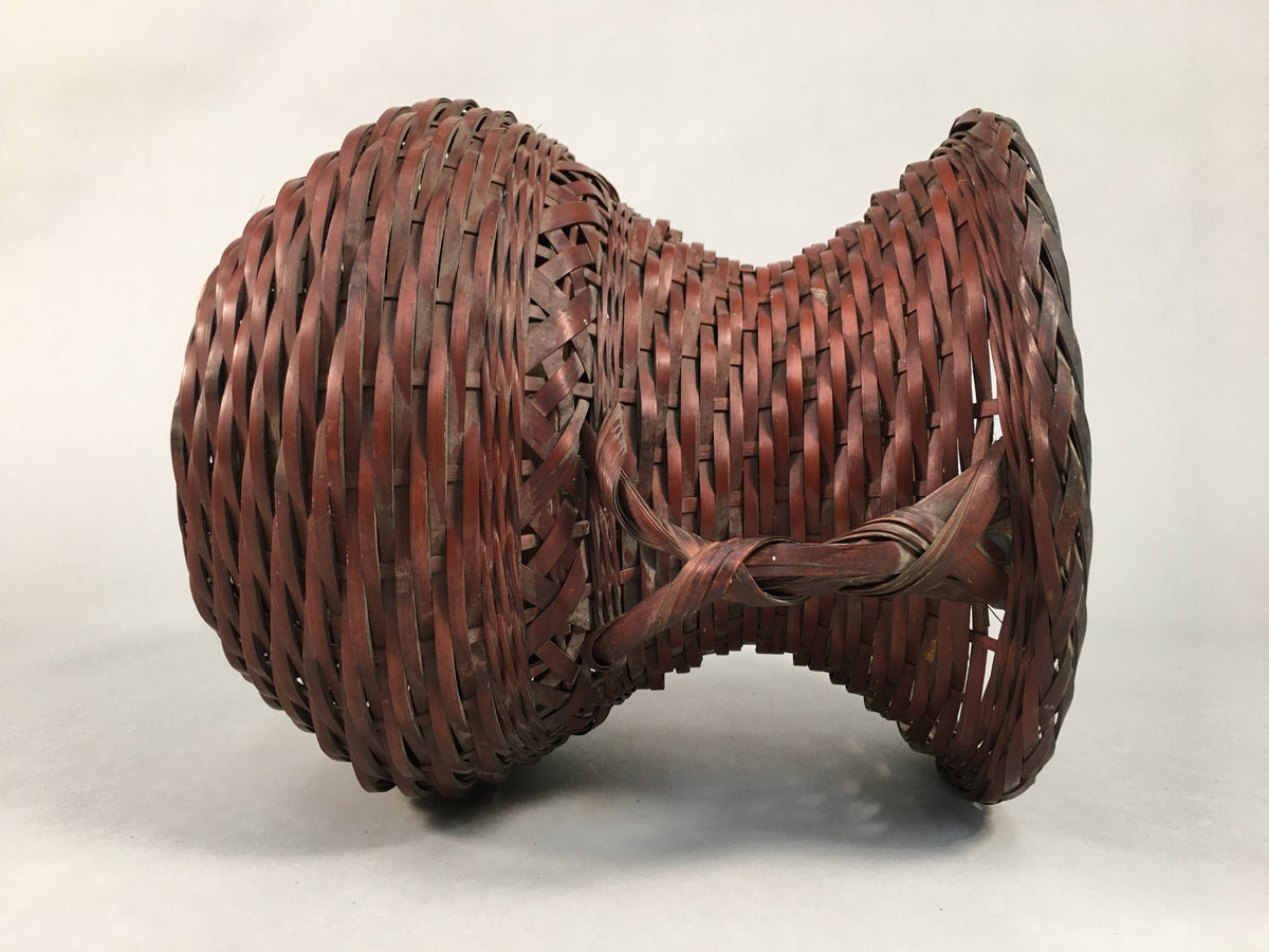 Antique Japanese Bamboo Basket Flower Vase Ikebana Arrangement Kado B138