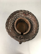 Antique Japanese Bamboo Basket Flower Vase Ikebana Arrangement Kado B138