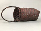 Antique Japanese Bamboo Basket Flower Vase Ikebana Arrangement Kado B141