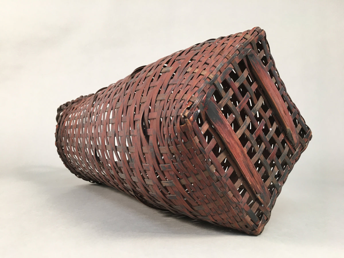 Antique Japanese Bamboo Basket Flower Vase Ikebana Arrangement Kado B141