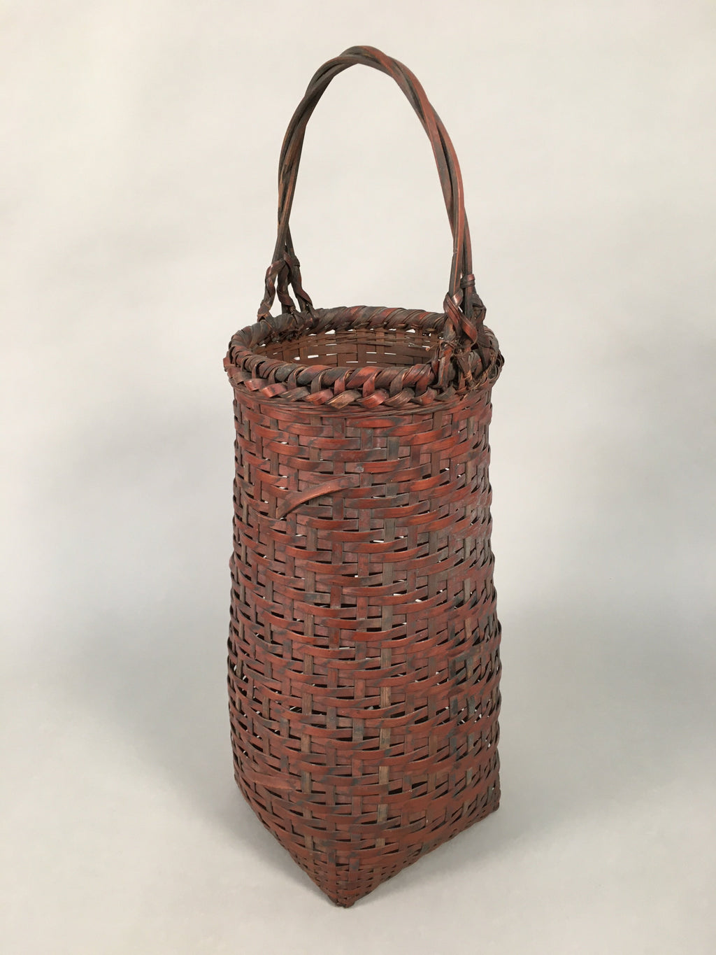 Antique Japanese Bamboo Basket Flower Vase Ikebana Arrangement Kado B141
