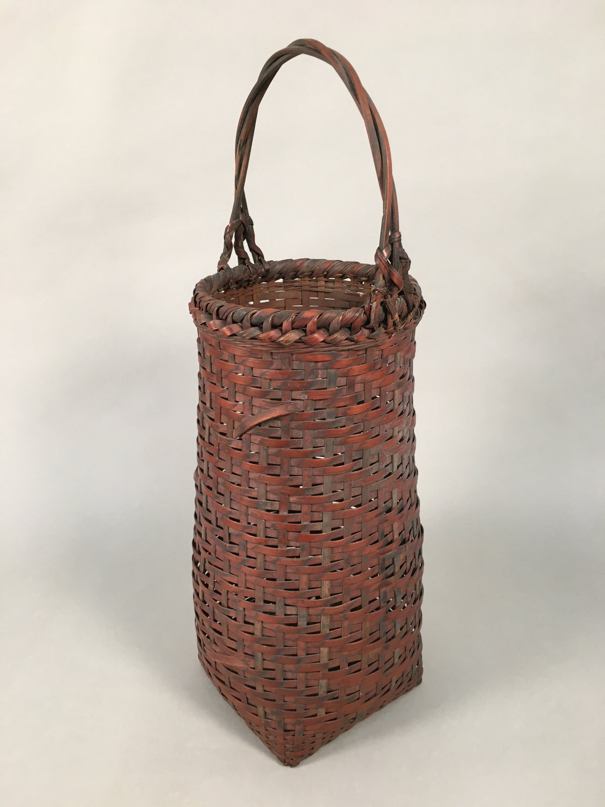 Antique Japanese Bamboo Basket Flower Vase Ikebana Arrangement Kado B141