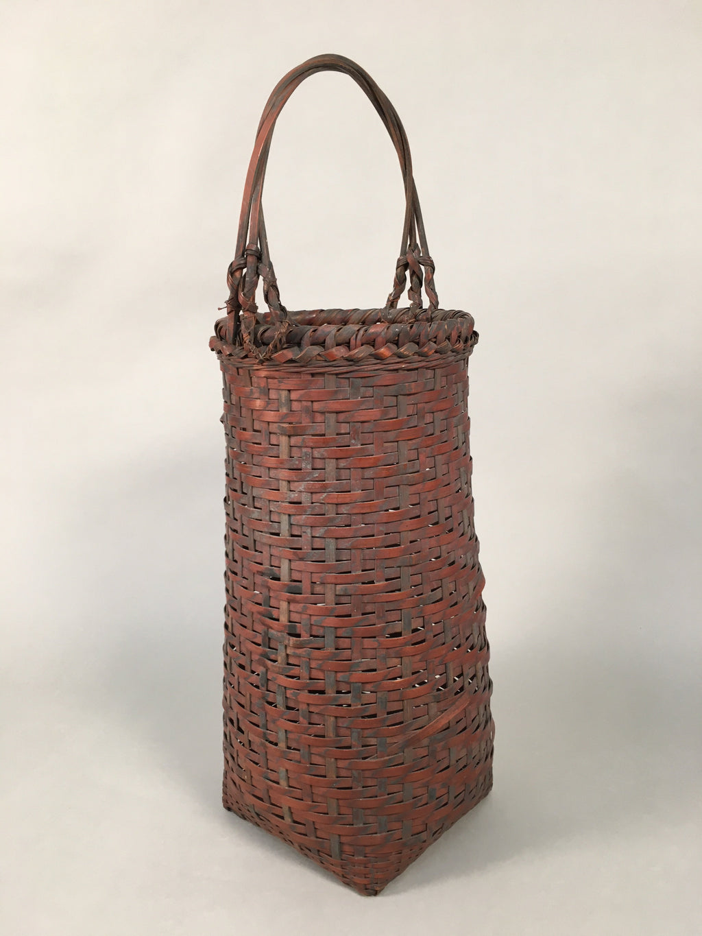 Antique Japanese Bamboo Basket Flower Vase Ikebana Arrangement Kado B141