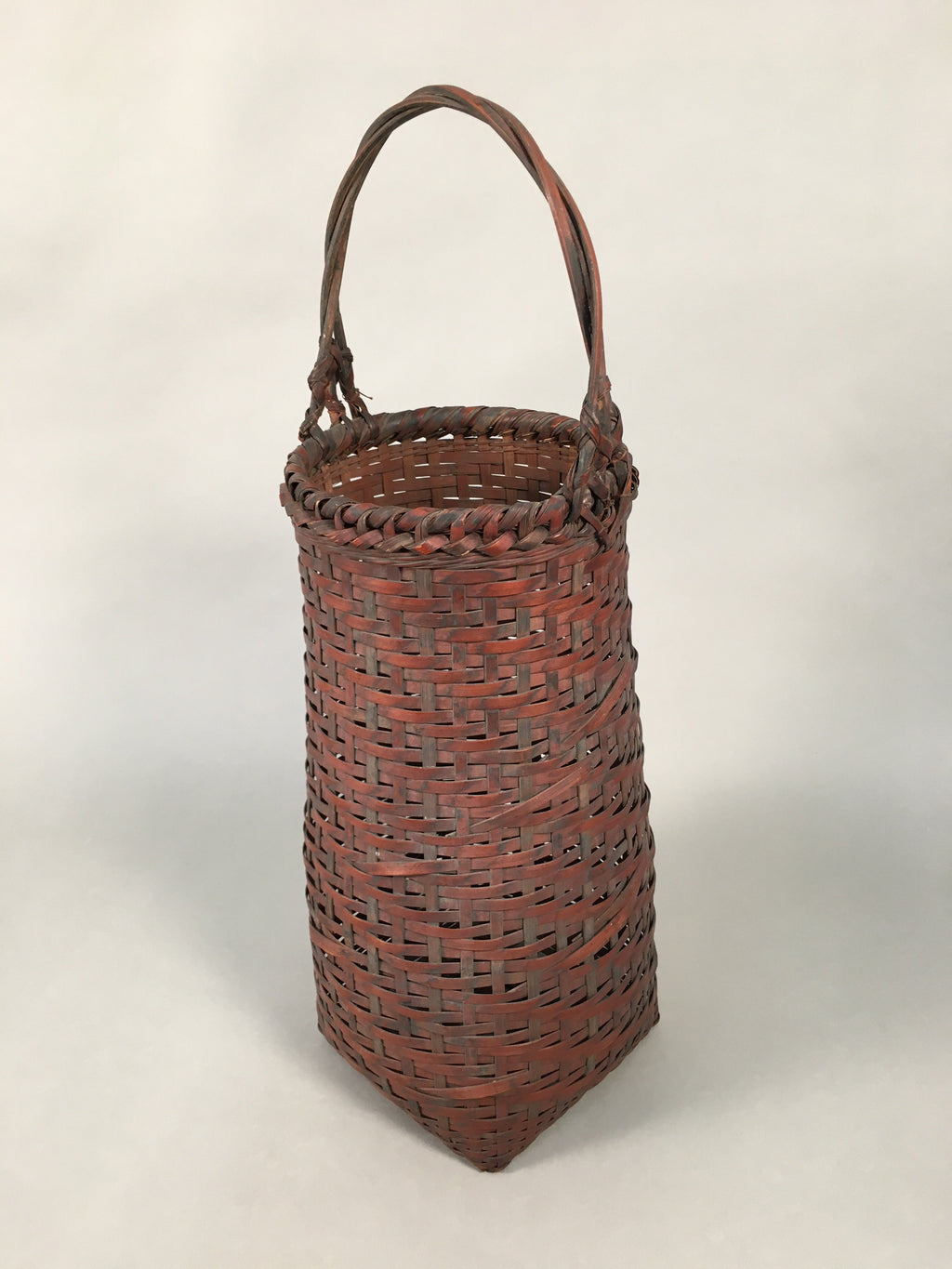 Antique Japanese Bamboo Basket Flower Vase Ikebana Arrangement Kado B141