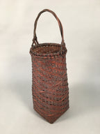 Antique Japanese Bamboo Basket Flower Vase Ikebana Arrangement Kado B141