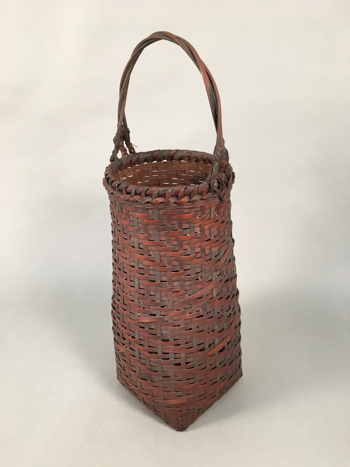 Antique Japanese Bamboo Basket Flower Vase Ikebana Arrangement Kado B141