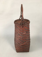 Antique Japanese Bamboo Basket Flower Vase Ikebana Arrangement Kado B141