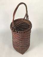 Antique Japanese Bamboo Basket Flower Vase Ikebana Arrangement Kado B141