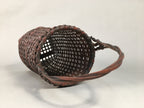Antique Japanese Bamboo Basket Flower Vase Ikebana Arrangement Kado B141