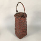 Antique Japanese Bamboo Basket Flower Vase Ikebana Arrangement Kado B141