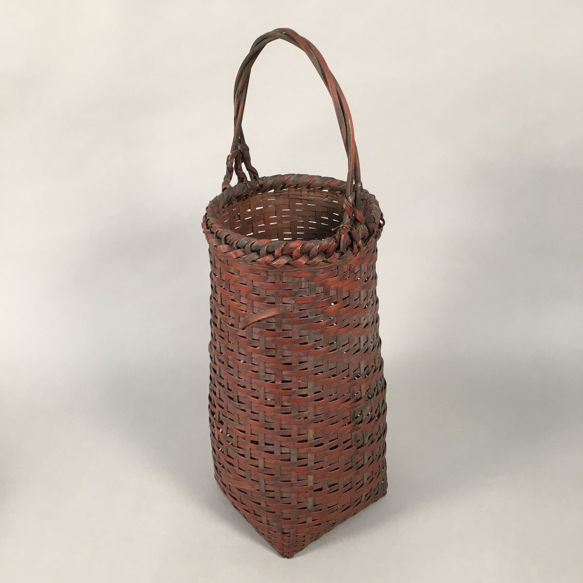 Antique Japanese Bamboo Basket Flower Vase Ikebana Arrangement Kado B141