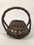 Antique Japanese Bamboo Basket Flower Vase Ikebana Arrangement Kado B150