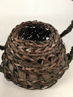 Antique Japanese Bamboo Basket Flower Vase Ikebana Arrangement Kado B150