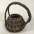 Antique Japanese Bamboo Basket Flower Vase Ikebana Arrangement Kado B150