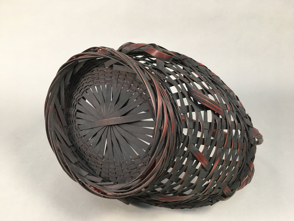 Antique Japanese Bamboo Basket Flower Vase Ikebana Arrangement Kado B151