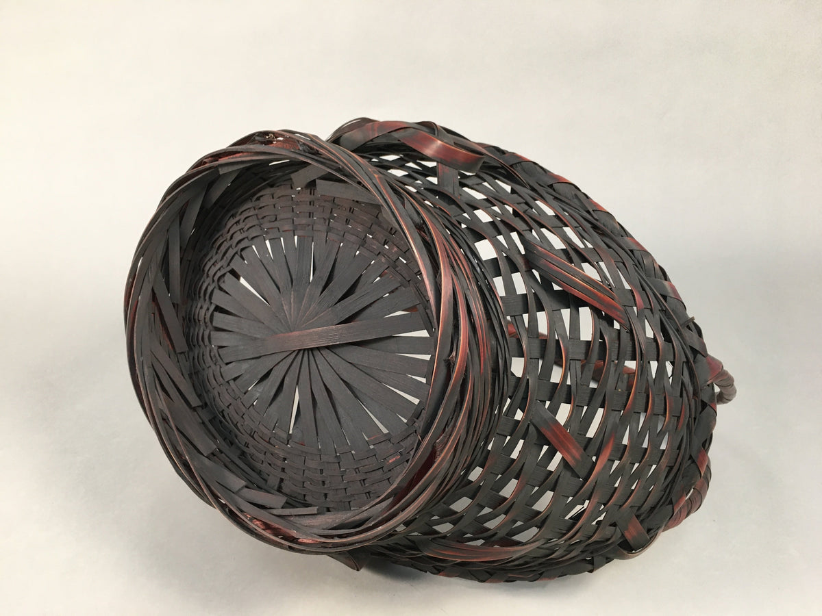 Antique Japanese Bamboo Basket Flower Vase Ikebana Arrangement Kado B151