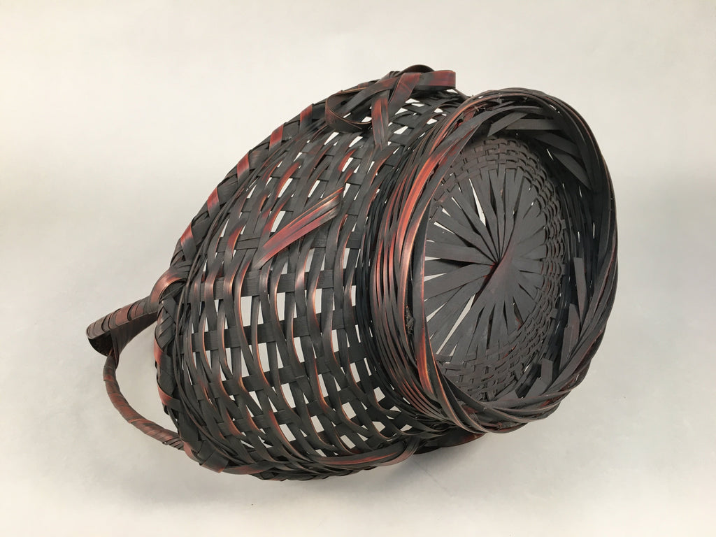 Antique Japanese Bamboo Basket Flower Vase Ikebana Arrangement Kado B151