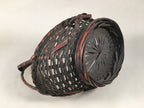 Antique Japanese Bamboo Basket Flower Vase Ikebana Arrangement Kado B151