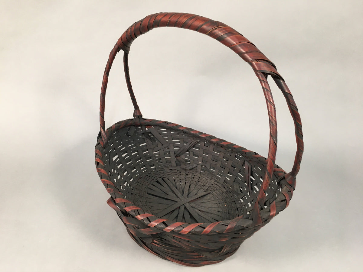 Antique Japanese Bamboo Basket Flower Vase Ikebana Arrangement Kado B151